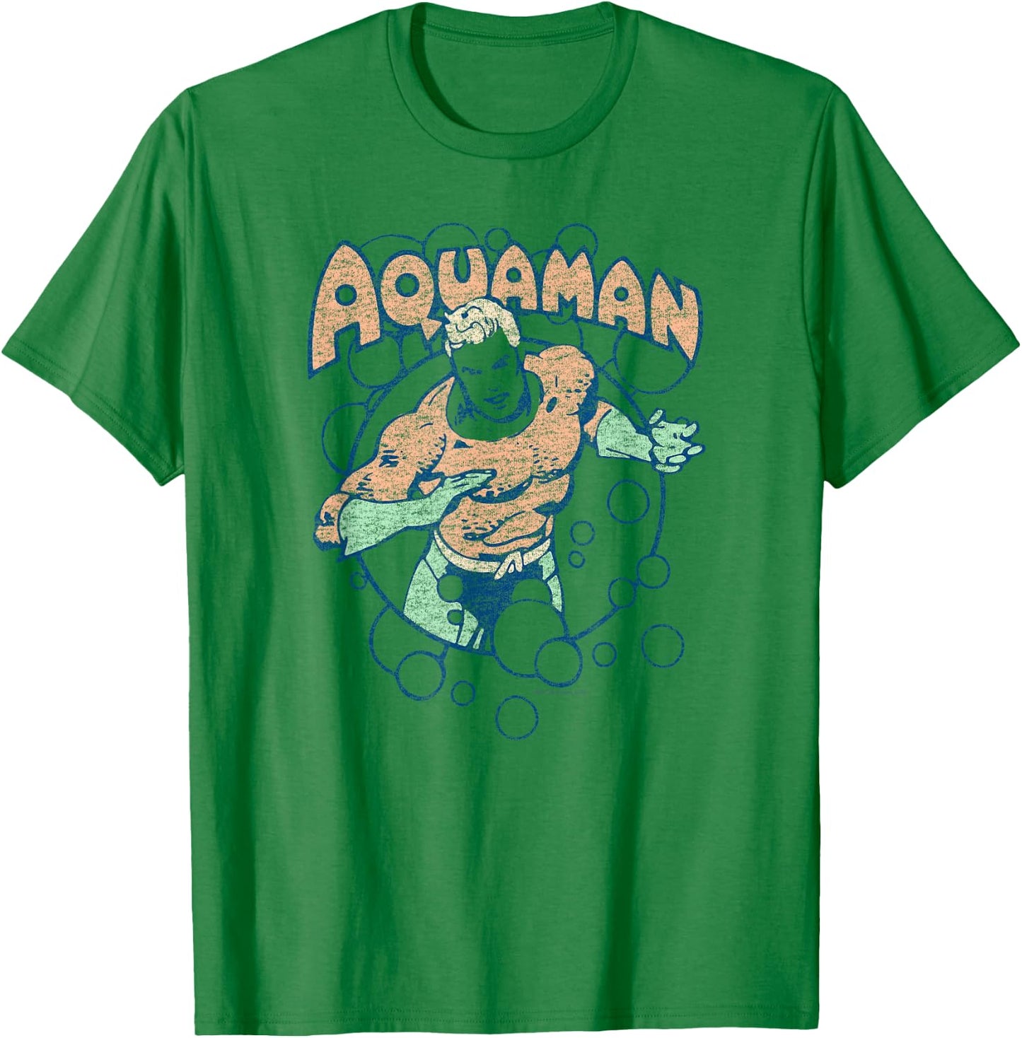 Aquaman Vintage Retro Bubbles T-Shirt - T-Shirt | Irish Green