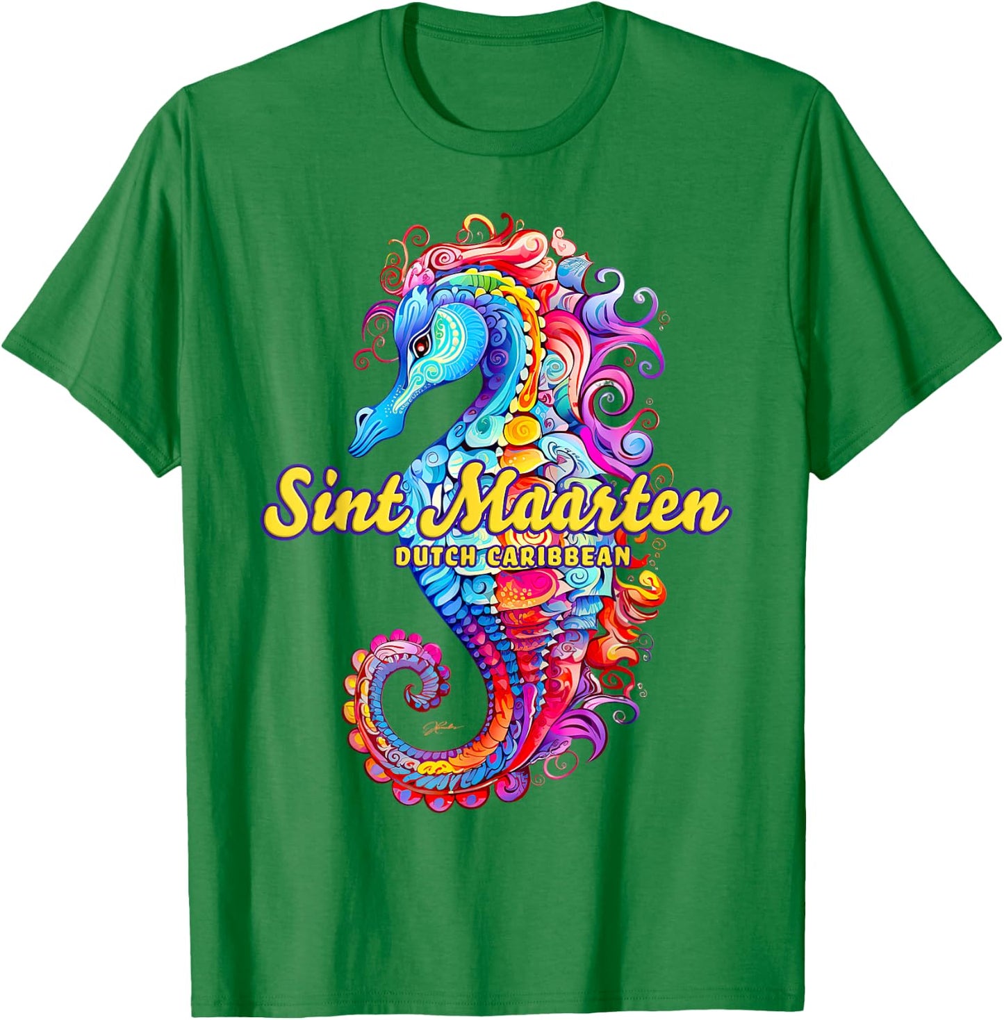 JCombs: Sint Maarten, Dutch Caribbean, Seahorse Beach Men Women Girls Kids T-Shirt - T-Shirt | Irish Green