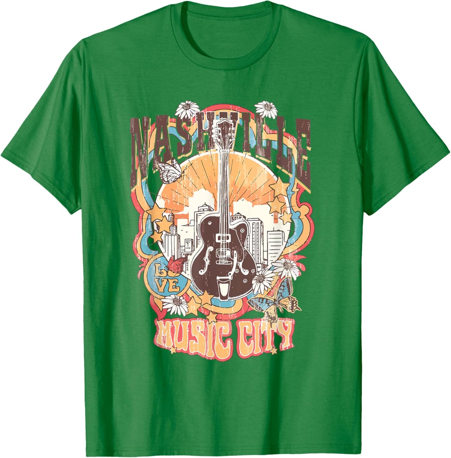 Nashville Tennessee Guitar Country Music City Guitarist Gift T-Shirt - T-Shirt | Irish Green