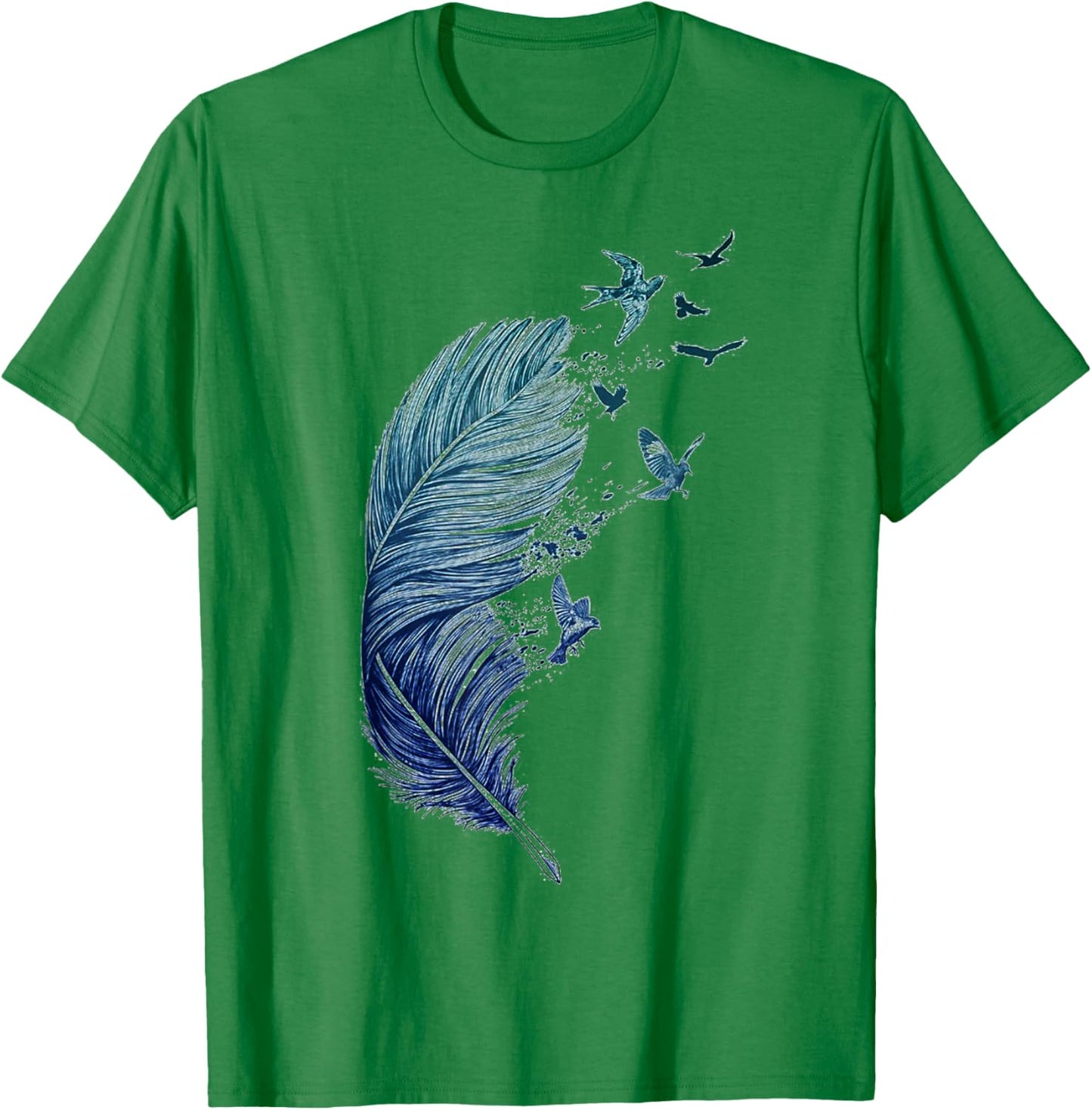Flying Flock of Birds Feather Ink Art Bird Lovers T-Shirt - T-Shirt | Irish Green