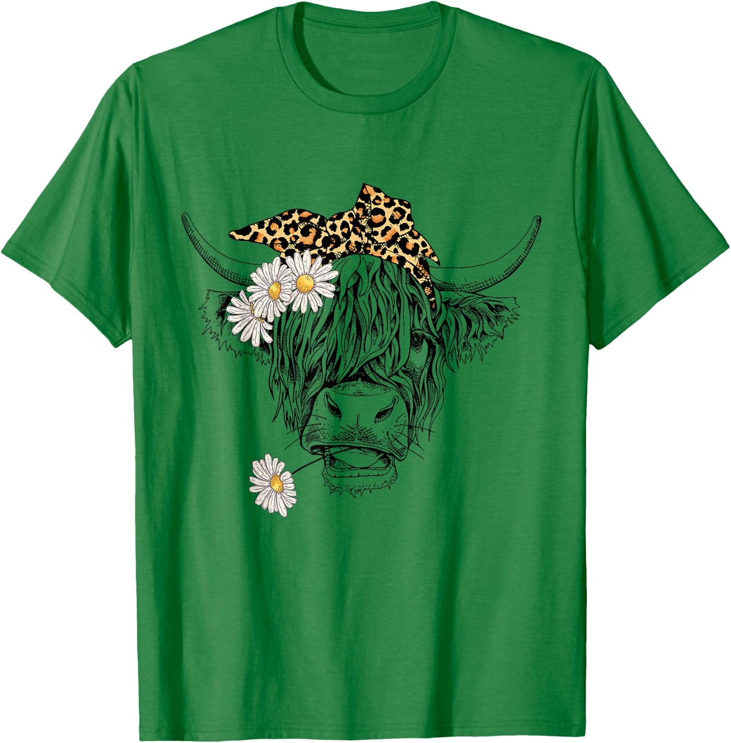Cute Women Girl Heifer Cow With Bandana Headband and Glasses T-Shirt - T-Shirt | Irish Green