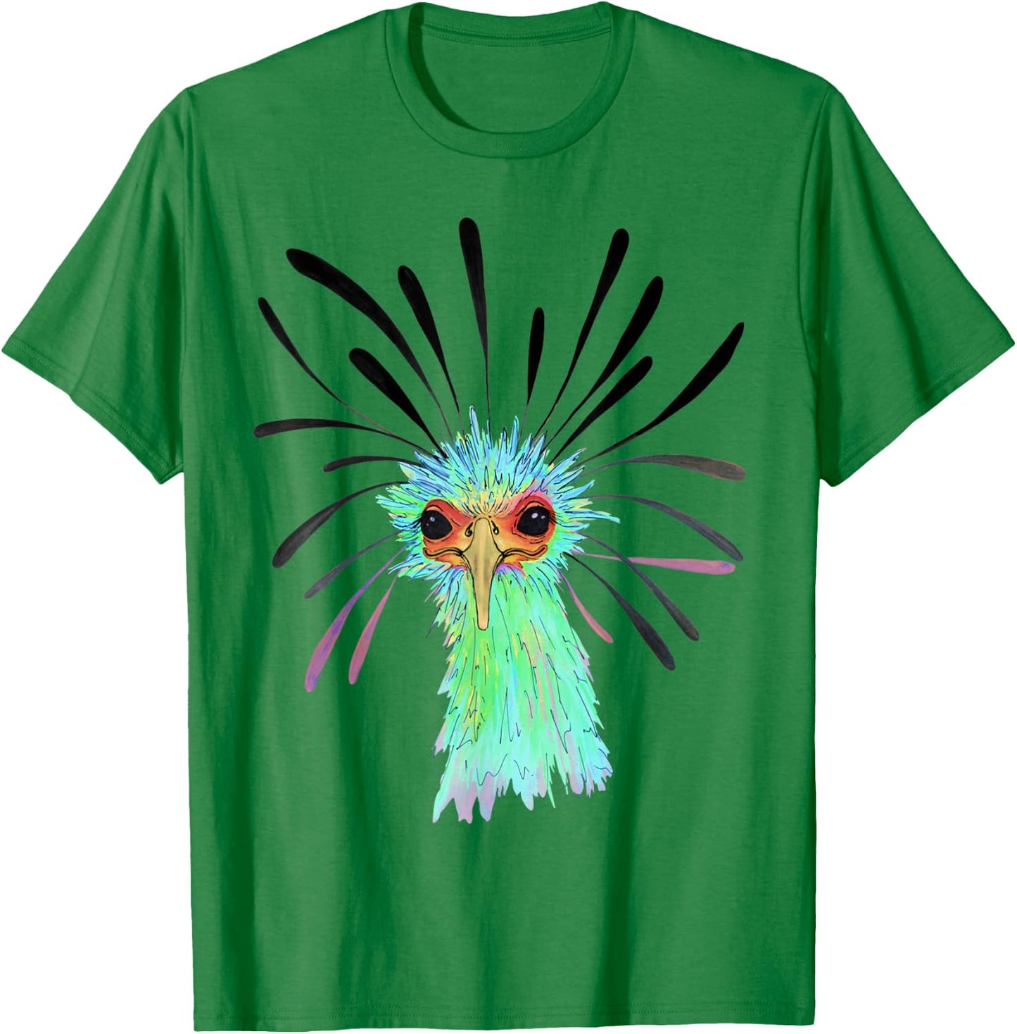 Watercolor Secretary Bird African Sagittarius Serpentarius T-Shirt - T-Shirt | Irish Green
