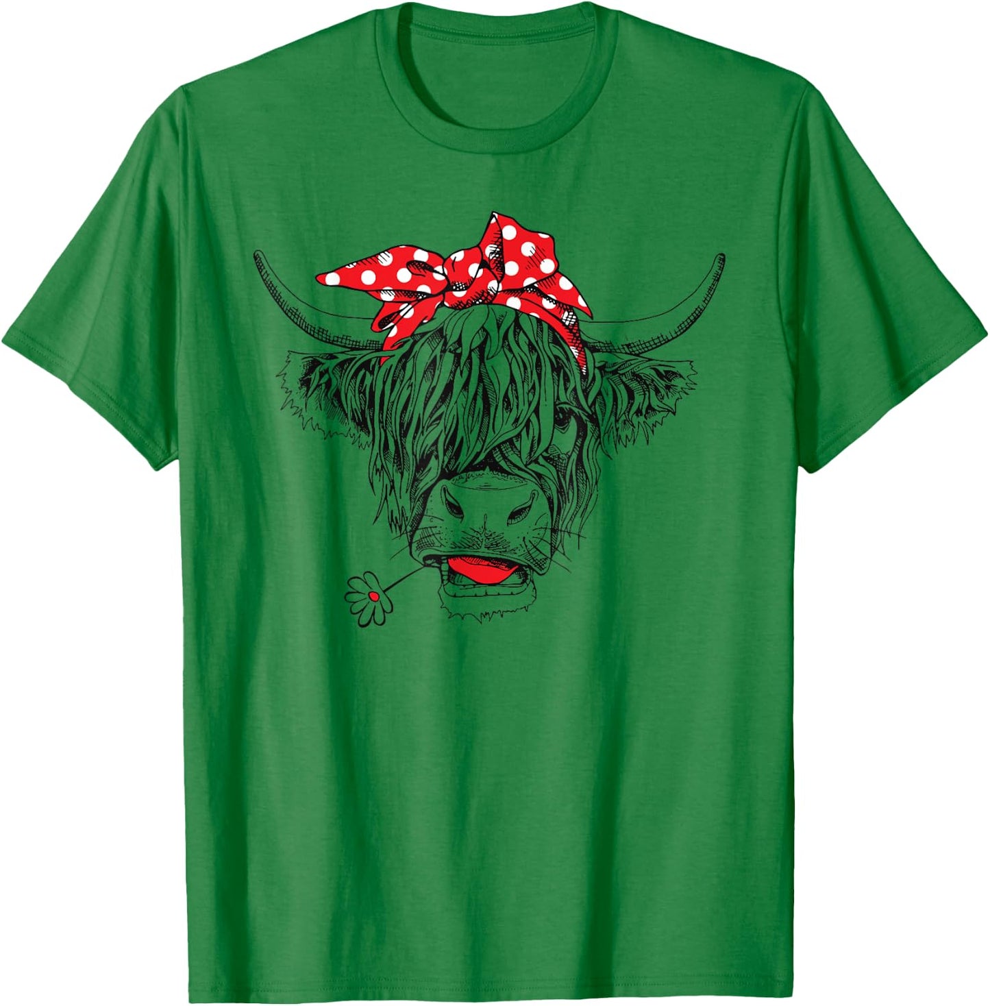 Scottish Highland Cow Cattle Hairy Cow Flowers Woman T-Shirt - T-Shirt | Irish Green