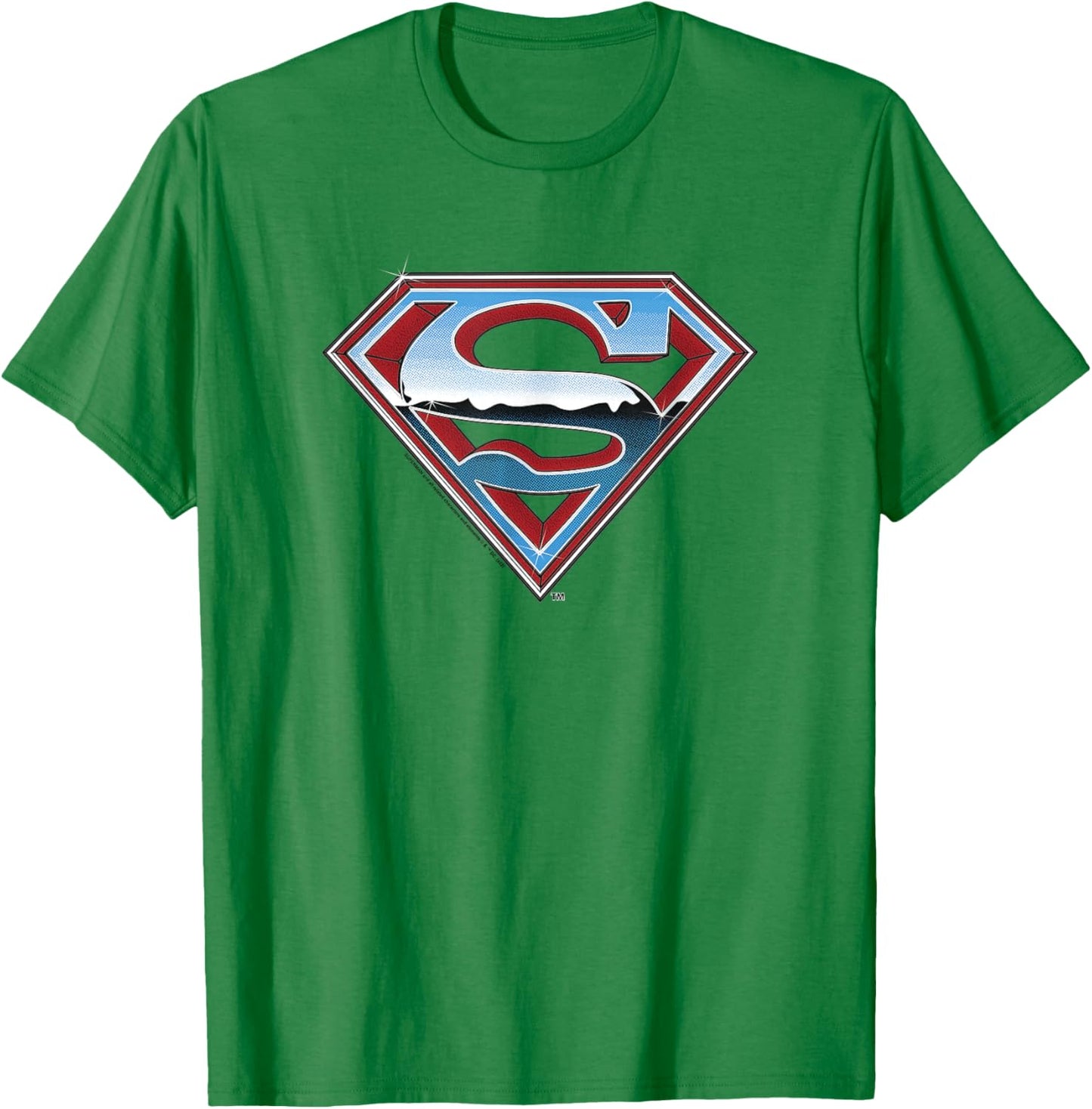 Superman Chrome Logo on White T-Shirt - T-Shirt | Irish Green