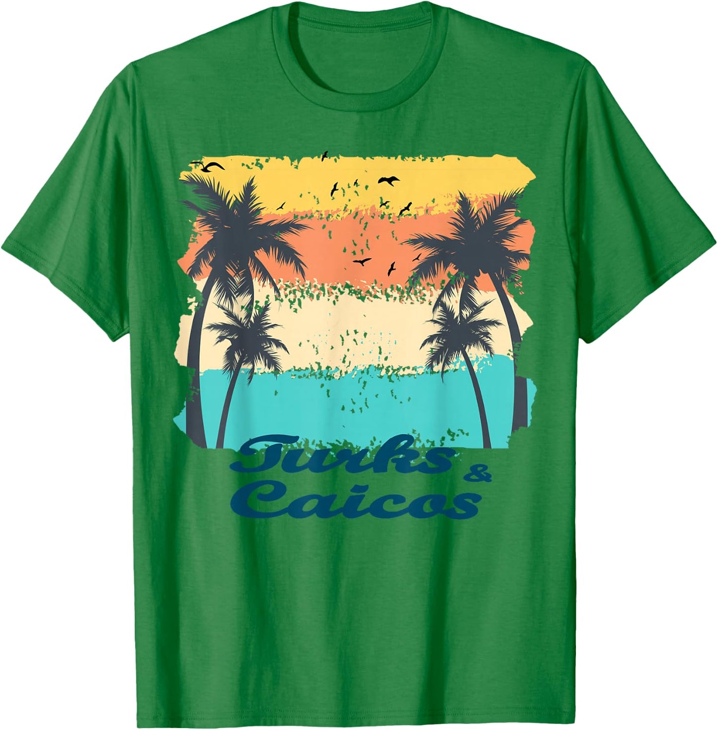 Turks and Caicos Palms Beach Caribbean Islands Souvenir Gift T-Shirt - T-Shirt | Irish Green