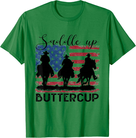 Saddle Up Buttercup Western Country Cowboy Cowgirl Vintage T-Shirt - T-Shirt | Irish Green