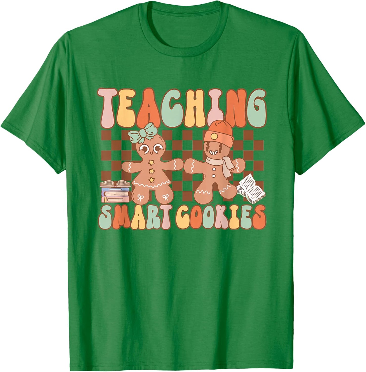 Retro Teaching Smart Cookies Teacher Christmas Gingerbread T-Shirt - T-Shirt | Irish Green
