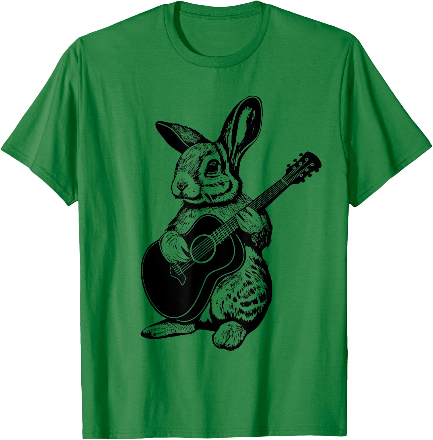Bunny Playing Acoustic Guitar Easter Rabbit Women, Men, Kids T-Shirt - T-Shirt | Irish Green