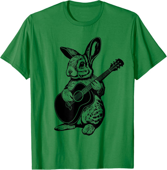 Bunny Playing Acoustic Guitar Easter Rabbit Women, Men, Kids T-Shirt - T-Shirt | Irish Green