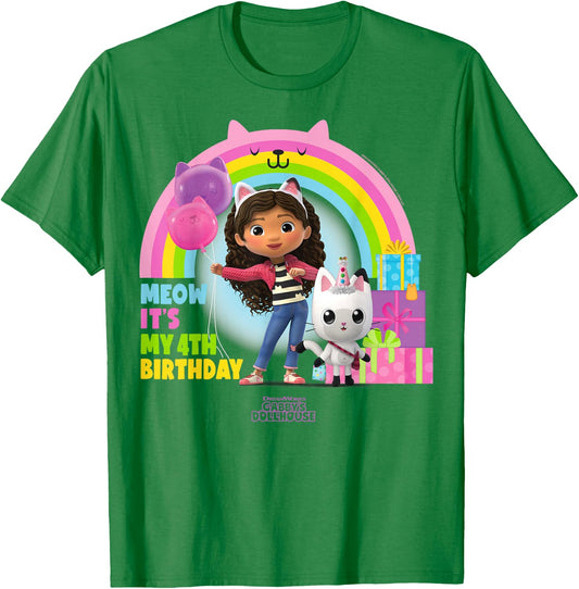 DreamWorks Gabby's Dollhouse 4th Birthday T-Shirt - T-Shirt | Irish Green