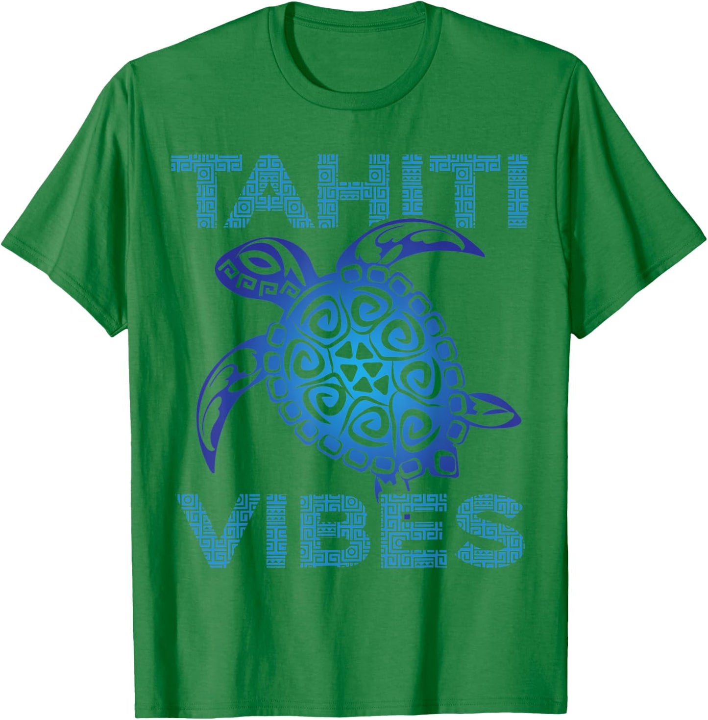 Polynesian Blue Tribal Sea Turtle Tahiti Vibes Vacation T-Shirt - T-Shirt | Irish Green