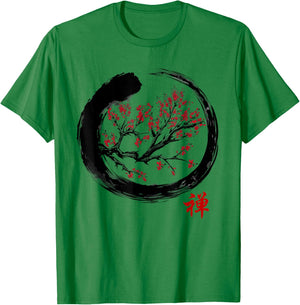 Japanese Calligraphy - Zen Buddhist Enso Circle Meditation T-Shirt - T-Shirt | Irish Green