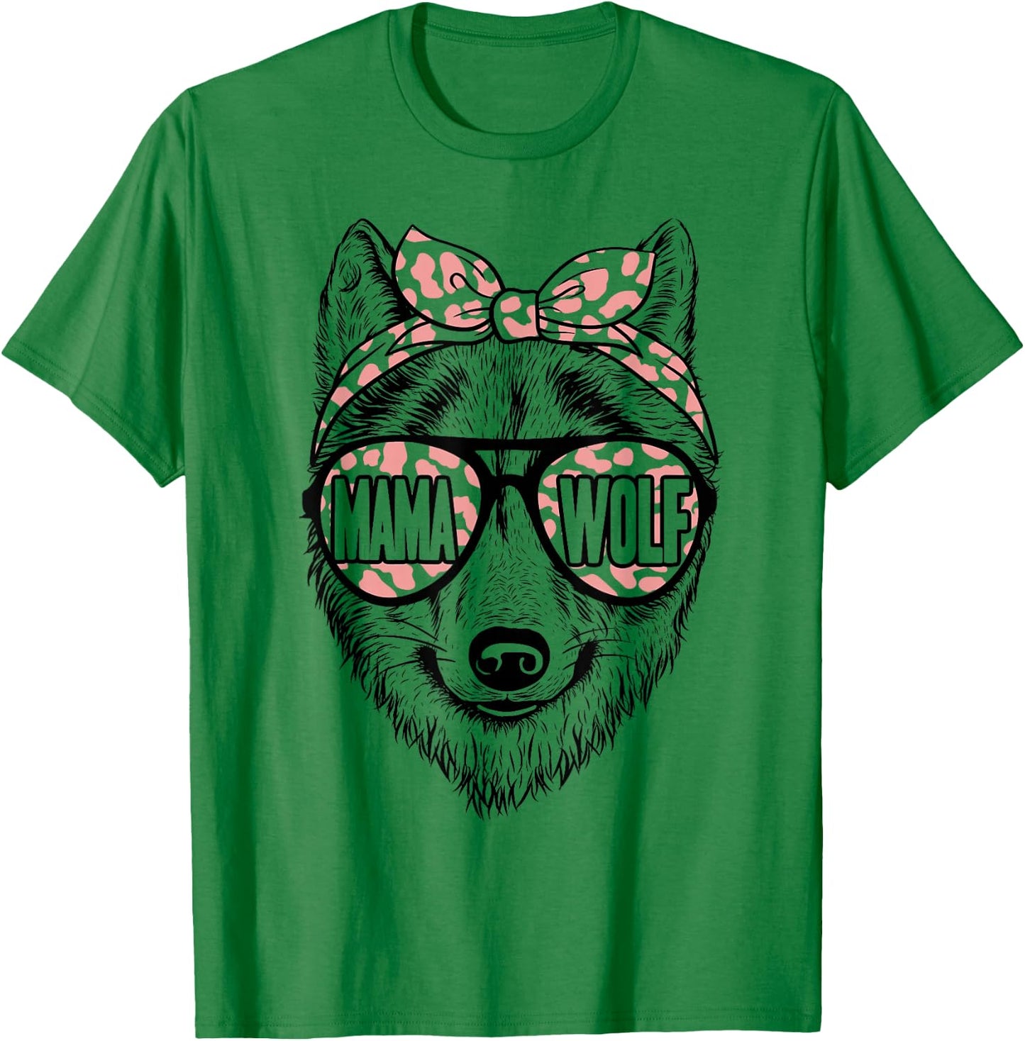 Mama Wolf Sunglasses Cute Wolf Mom Mothers Day T-Shirt - T-Shirt | Irish Green