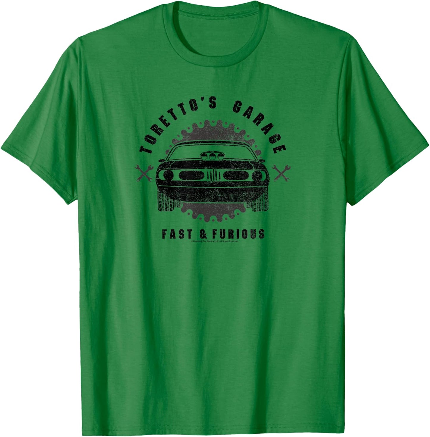 Fast & Furious Vintage Muscle Car Toretto's Garage T-Shirt - T-Shirt | Irish Green