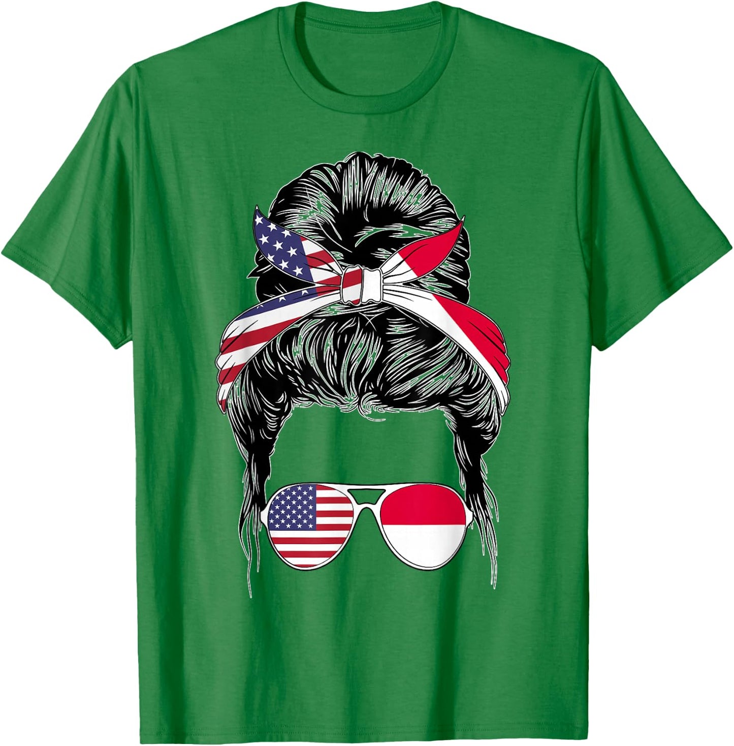 Heritage American Women Indonesian Girl Indonesia Flag T-Shirt - T-Shirt | Irish Green