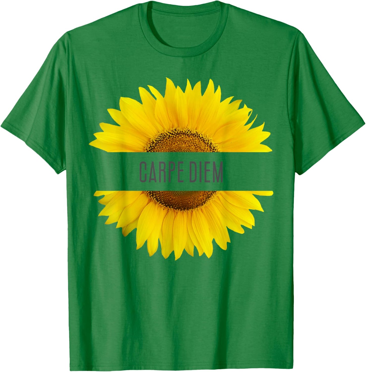 Sunflower with Sayings Carpe Diem T-Shirt - T-Shirt | Irish Green