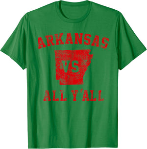 Arkansas vs All Yall for y'all Vintage Men Women T-Shirt - T-Shirt | Irish Green