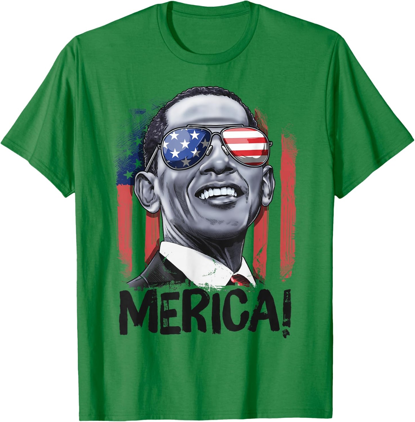Barack Obama 4th Of July Merica Men Women USA American Flag T-Shirt - T-Shirt | Irish Green