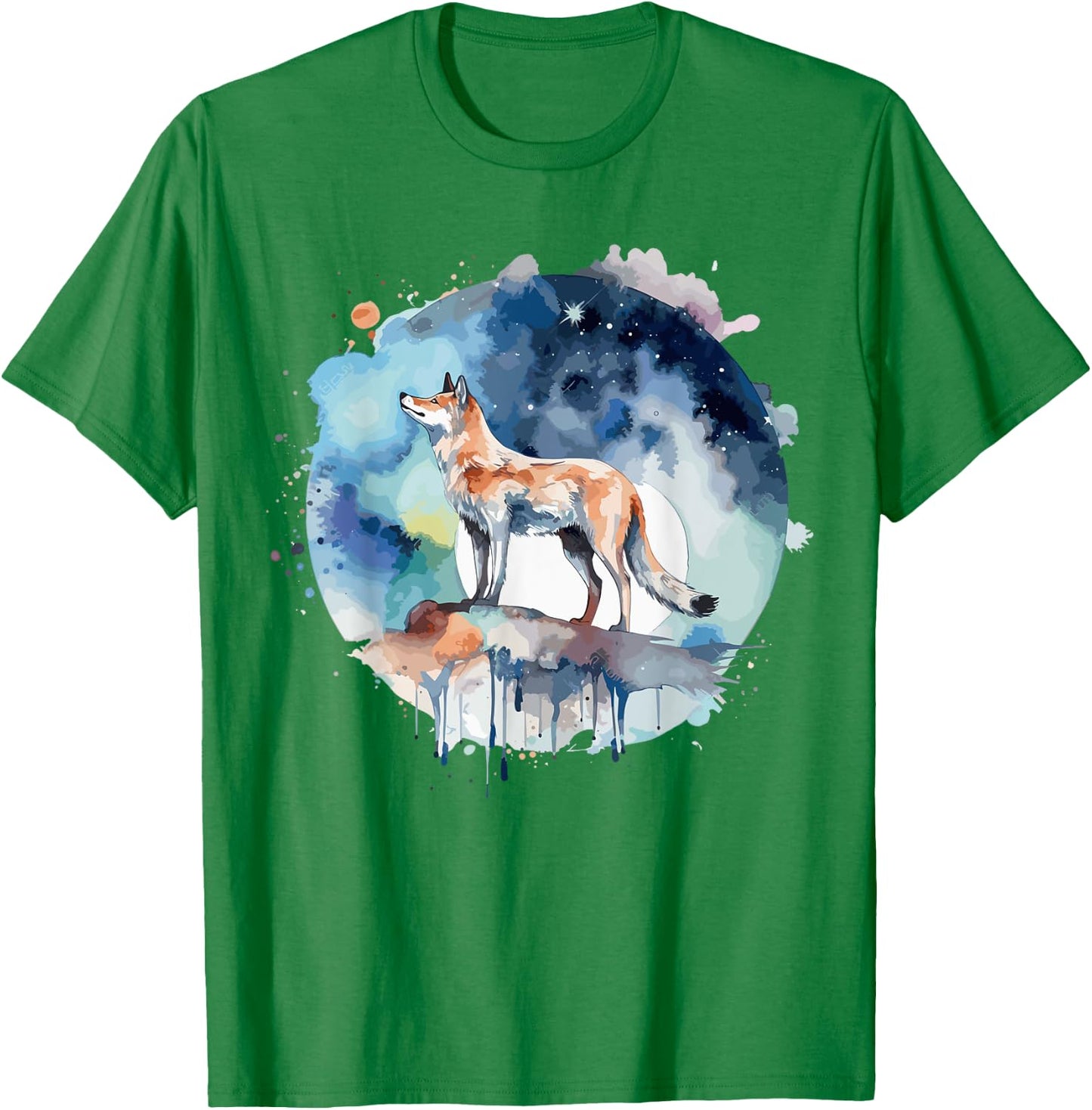 Wolf Head Watercolor T-Shirt - T-Shirt | Irish Green