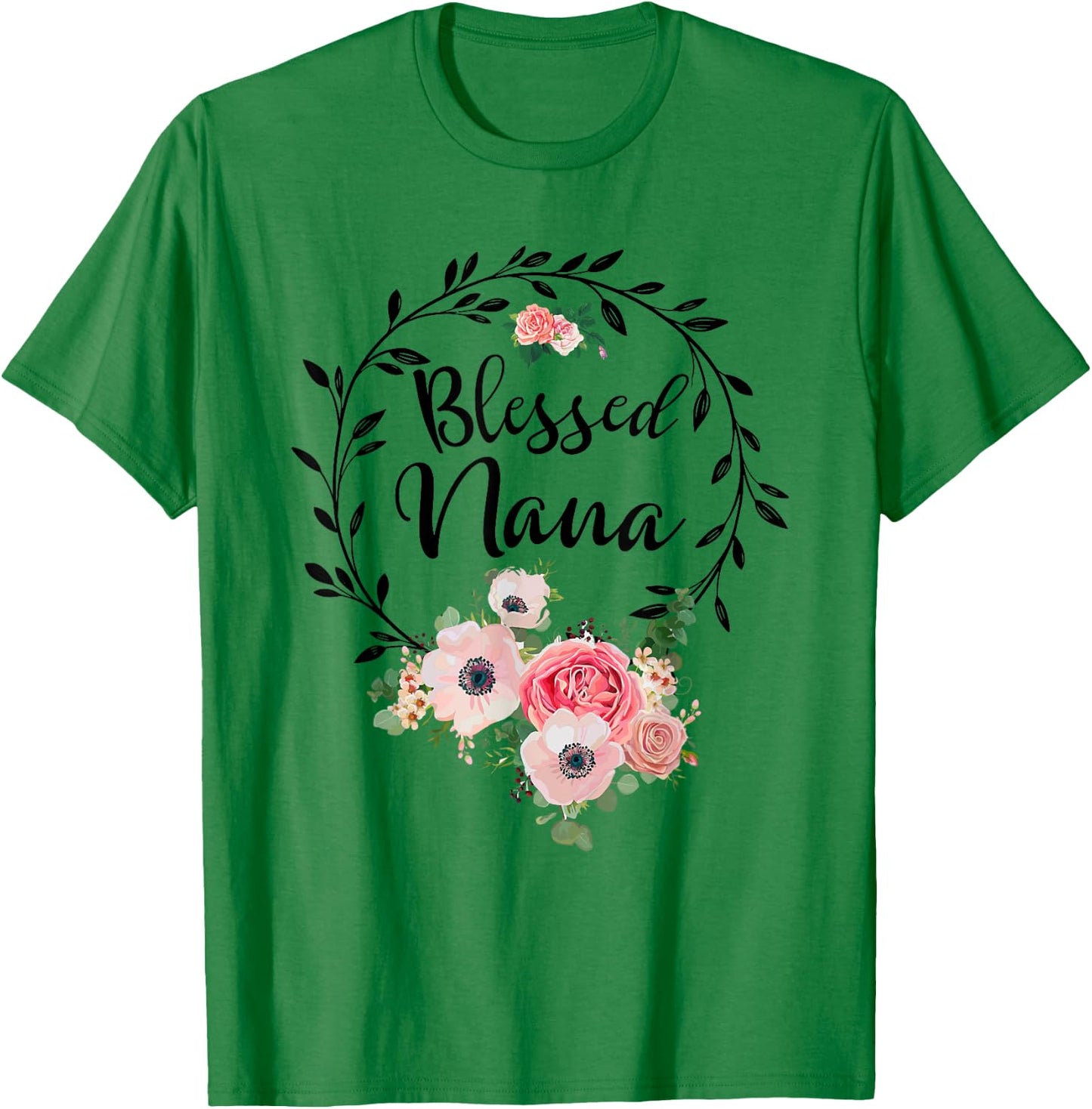 Blessed Nana Shirt Flower Decor Grandma T-Shirt - T-Shirt | Irish Green