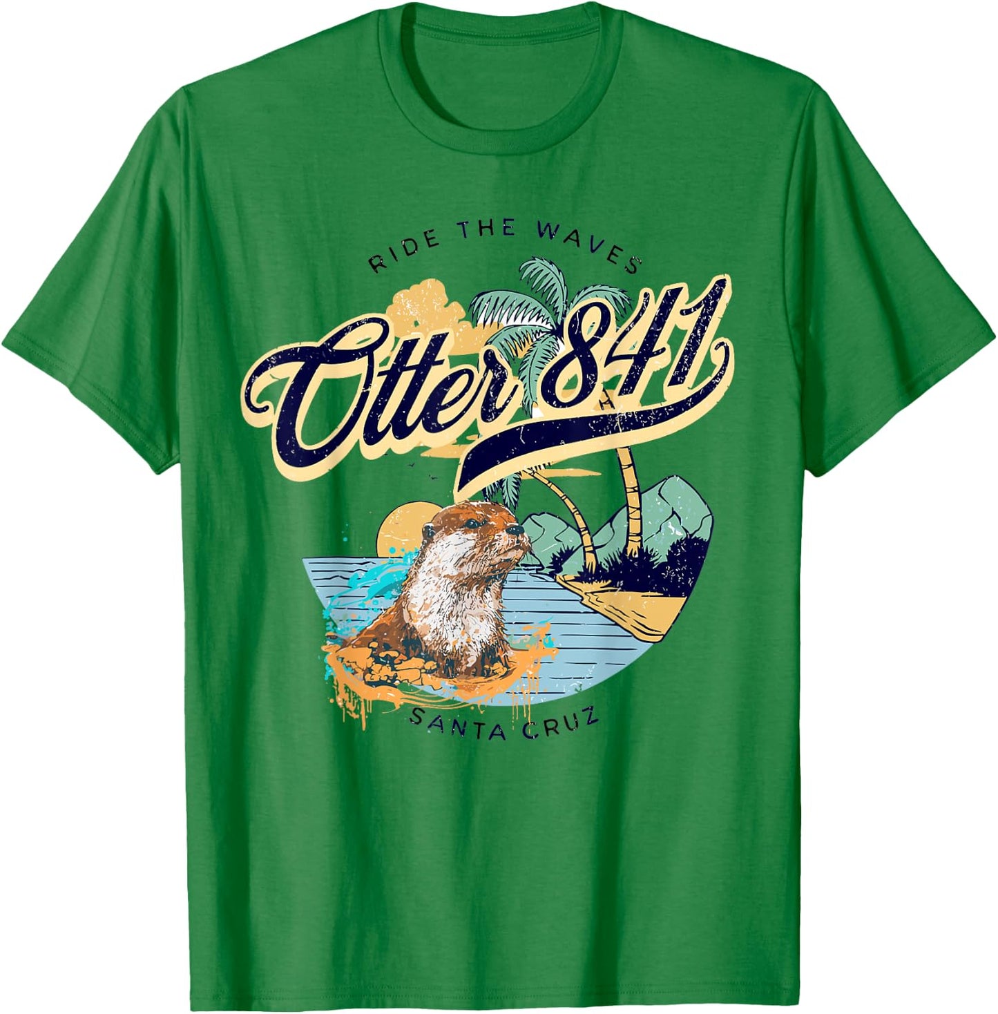 Otter 841 Surfing Otter 841 California Surf Board Otter 841 T-Shirt - T-Shirt | Irish Green