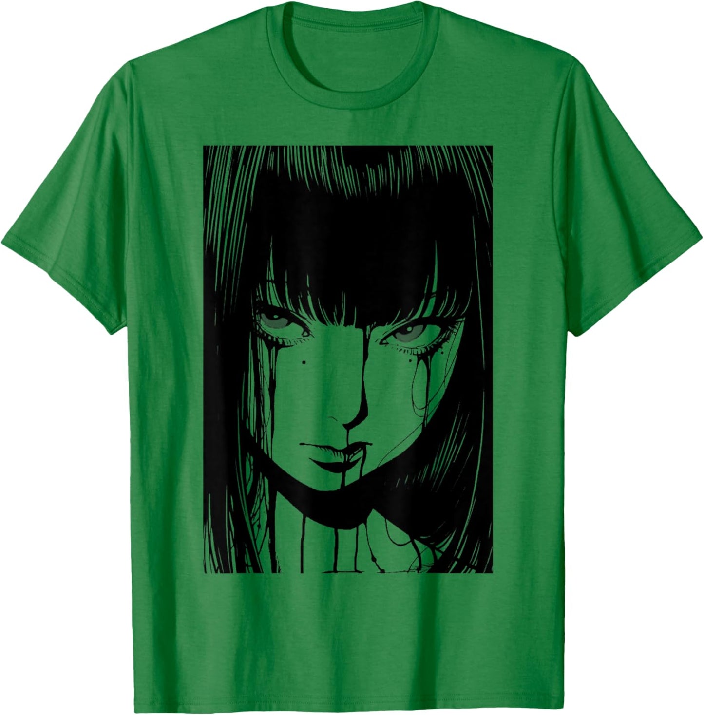Creepy Japanese Anime Manga Horror | Pastel Goth Grunge T-Shirt - T-Shirt | Irish Green