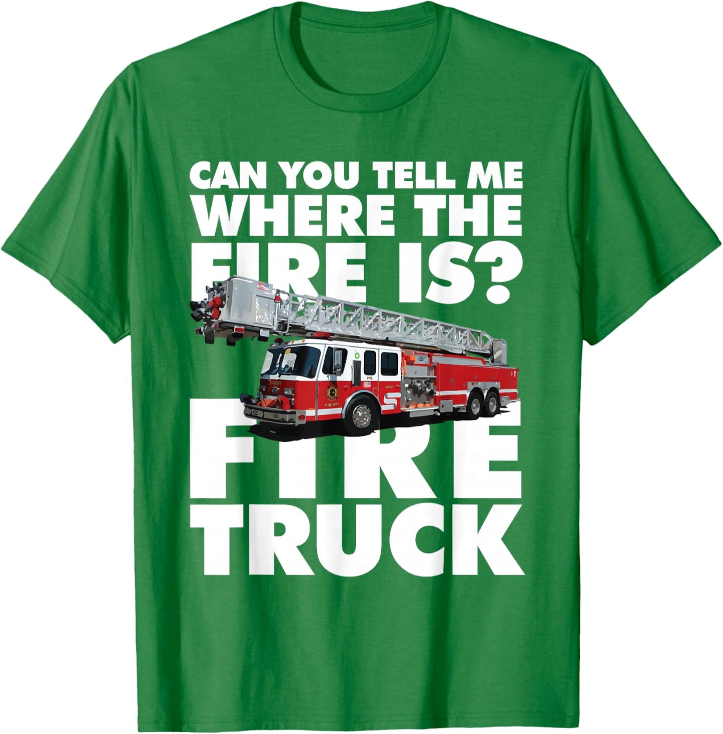 Twenty Trucks Fire Truck - -Adults, Kids - Red - Short Sleeve - Classic Fit - Cotton 60%, Polyester 40% T-Shirt - T-Shirt | Irish Green
