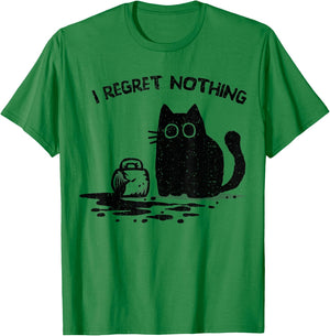 Vintage I Regret Nothing Cat T-Shirt - T-Shirt | Irish Green