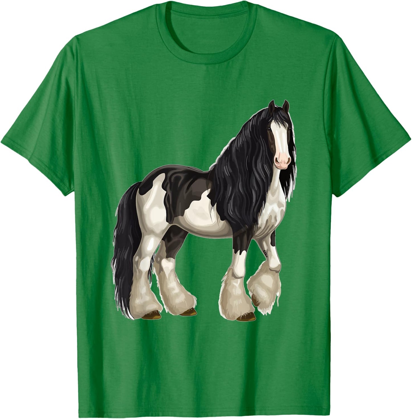 Black Gypsy Vanner Horse Lover Riding Equestrian T-Shirt - T-Shirt | Irish Green
