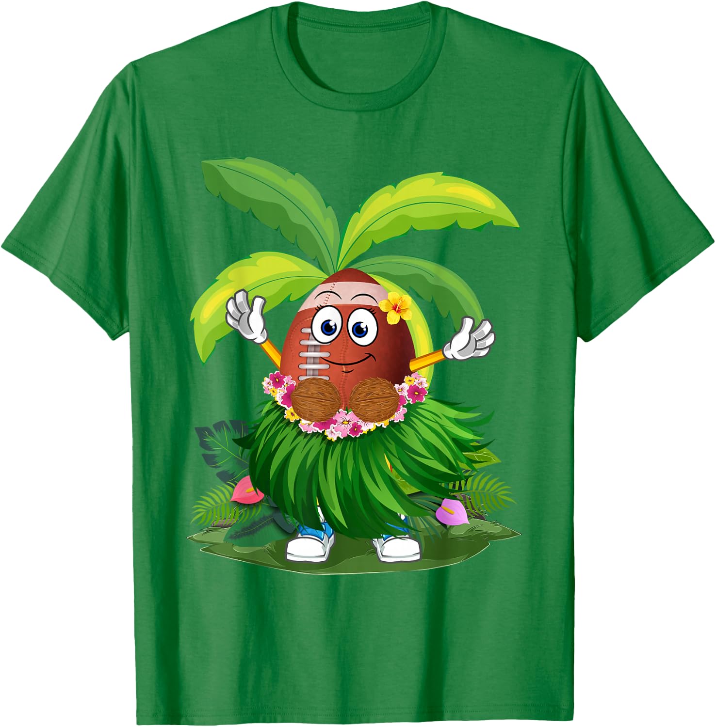 Funny Hawaii Football Ball Hawaiian Tropical Summer Vacation T-Shirt - T-Shirt | Irish Green