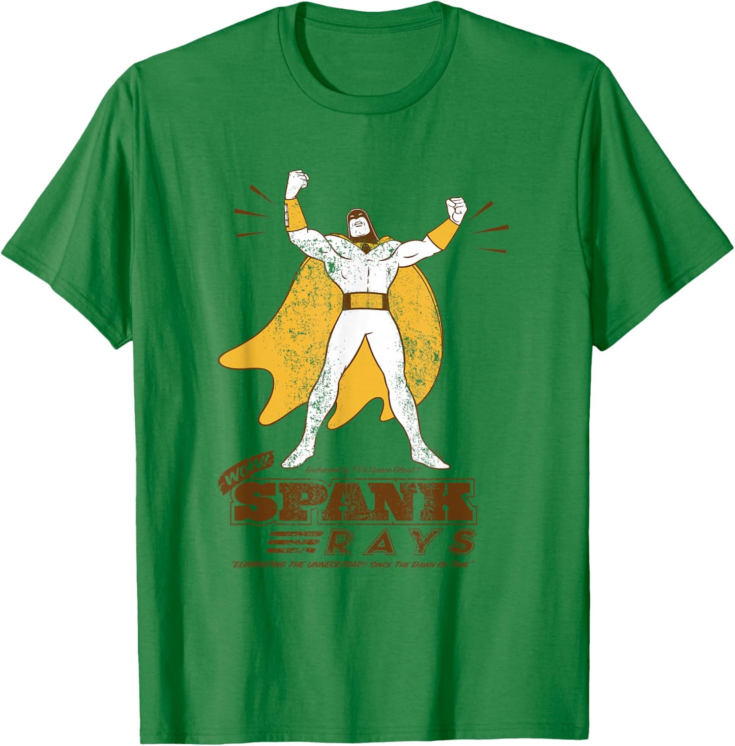 Space Ghost Vintage Spank Rays Distressed Superhero Pose T-Shirt - T-Shirt | Irish Green