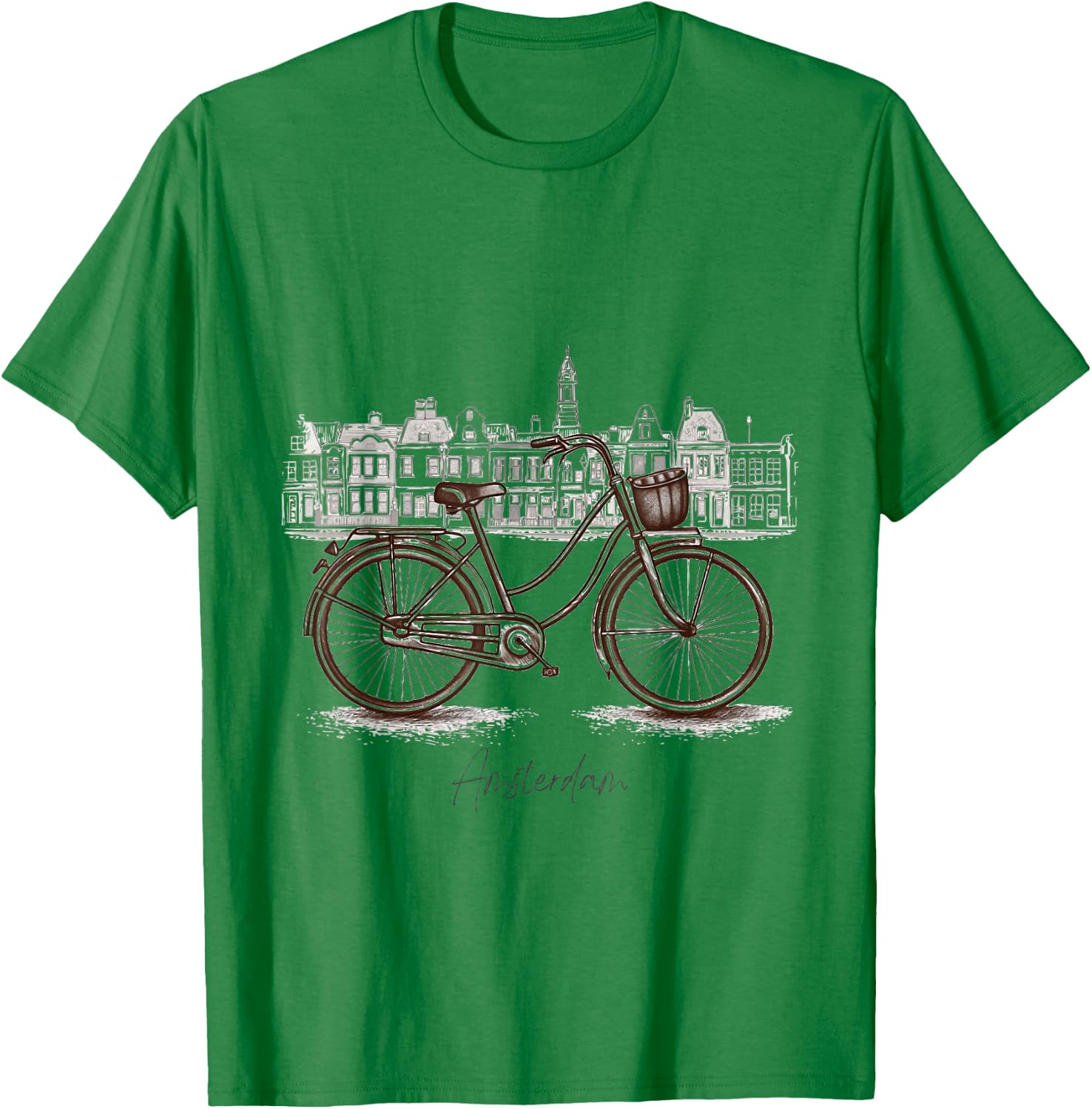 Amsterdam City Bike: Red Light District Bicycle Club T-Shirt - T-Shirt | Irish Green