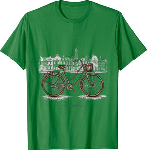 Amsterdam City Bike: Red Light District Bicycle Club T-Shirt - T-Shirt | Irish Green