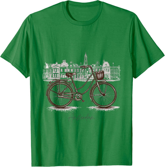 Amsterdam City Bike: Red Light District Bicycle Club T-Shirt - T-Shirt | Irish Green