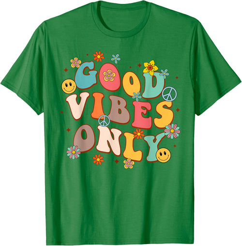 Good Vibes Only Peace Sign Love 60s 70s Retro Groovy Hippie
