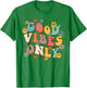 Good Vibes Only Peace Sign Love 60s 70s Retro Groovy Hippie T-Shirt - T-Shirt | Irish Green