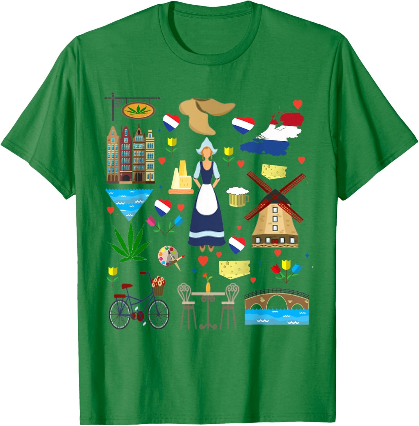 Amsterdam Shirt - Netherlands Holland Icons Souvenir T-Shirt - T-Shirt | Irish Green