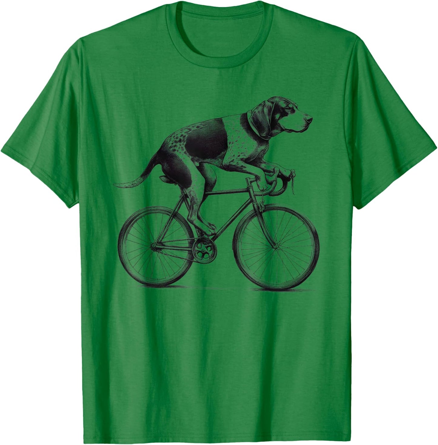 Bluetick Coonhound Dog Riding a Bike Bicycle Biker Cycling Men Women Kids T-Shirt - T-Shirt | Irish Green