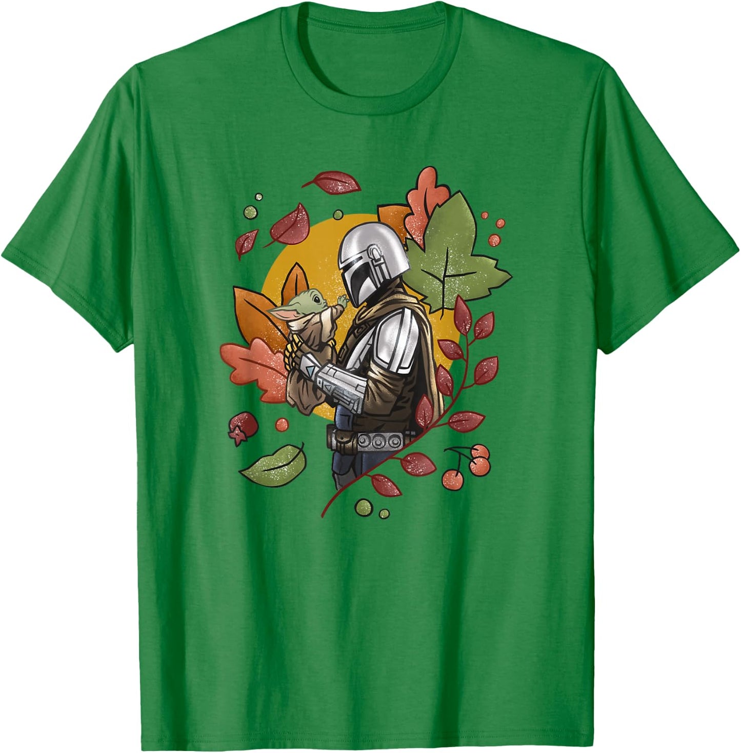 Star Wars: The Mandalorian Halloween Fall Foliage T-Shirt - T-Shirt | Irish Green