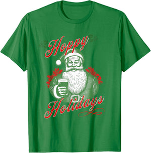 Hoppy Holidays Happy Holidays For Beer Lovers Santa Hops IPA T-Shirt - T-Shirt | Irish Green