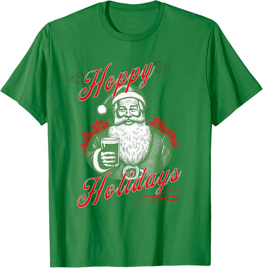 Hoppy Holidays Happy Holidays For Beer Lovers Santa Hops IPA T-Shirt - T-Shirt | Irish Green