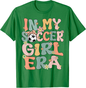 In My Soccer Girl Era Retro Groovy Soccer Girl Soccer Cute T-Shirt - T-Shirt | Irish Green