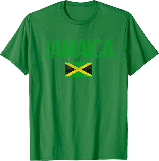 Retro Jamaica Flag Jamaican Travel Vacation Souvenir T-Shirt - T-Shirt | Irish Green