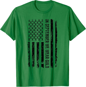Childhood Cancer Awareness Shirts In September We Wear Gold T-Shirt - T-Shirt | Irish Green
