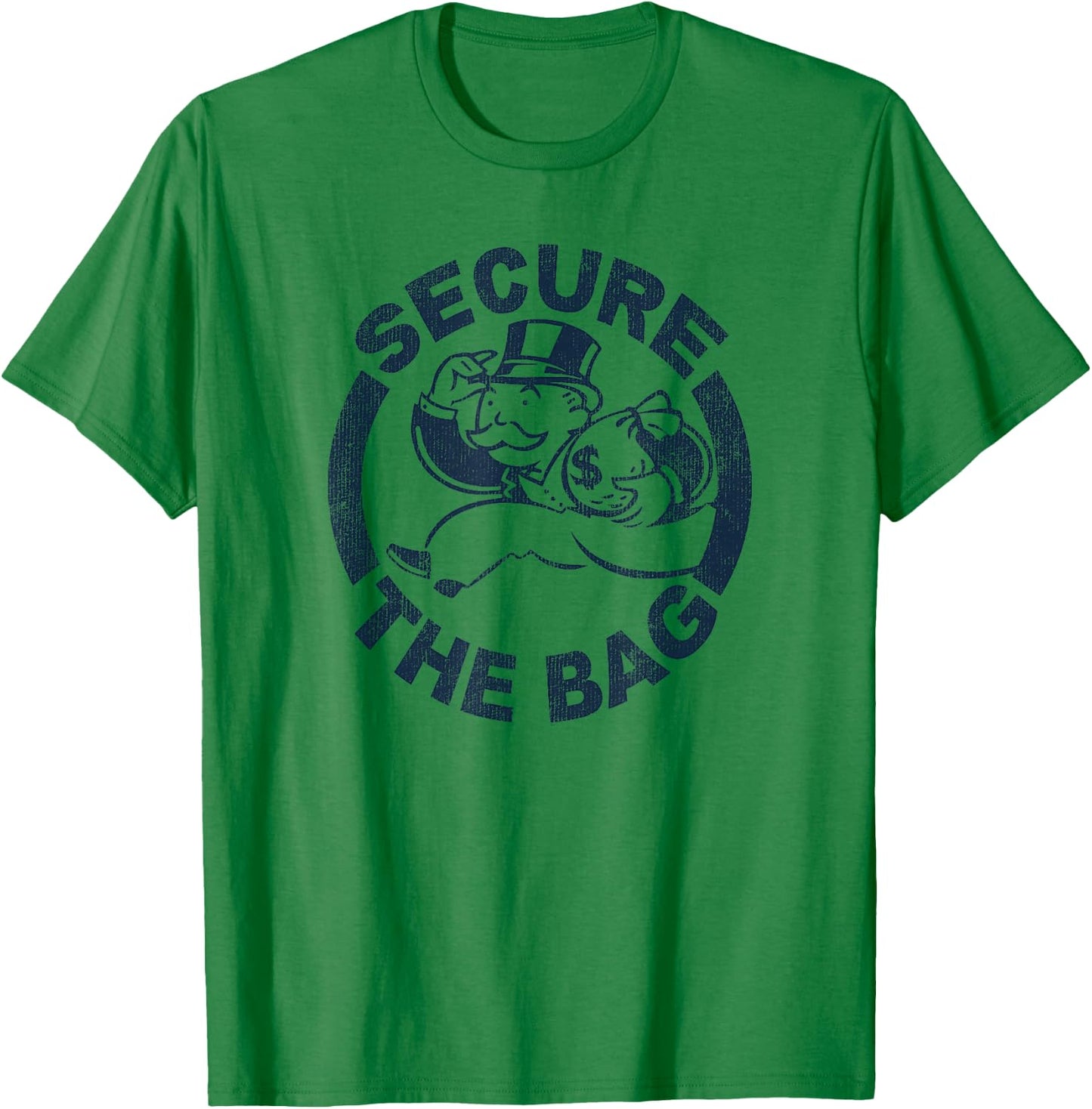 Monopoly Mr. Monopoly Secure The Bag Money Classic Logo T-Shirt - T-Shirt | Irish Green