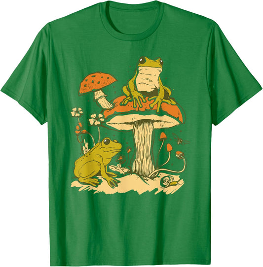 Frog Mushroom Cottagecore aesthetic goblincore cute woman T-Shirt - T-Shirt | Irish Green