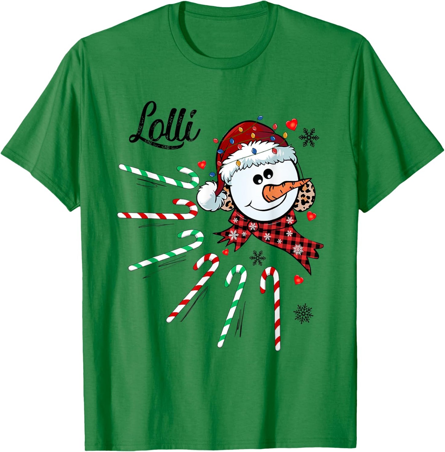 Lolli Snowman Candy Cane Christmas Xmas Funny T-Shirt - T-Shirt | Irish Green