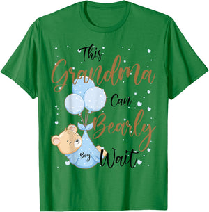 Baby Bear Baby Shower Theme Grandma Bearly Wait Baby Boy T-Shirt - T-Shirt | Irish Green