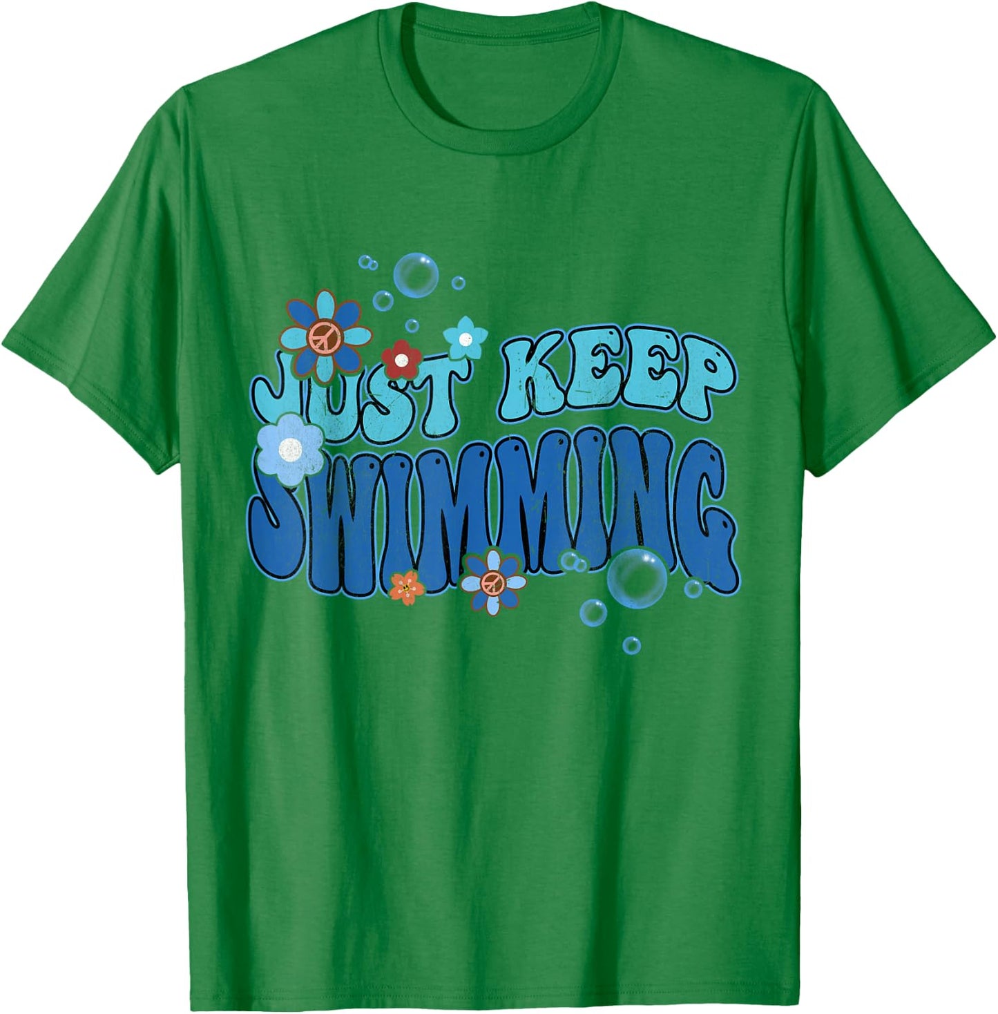 Groovy Summer Swim Lover Just Keep Swimming T-Shirt - T-Shirt | Irish Green