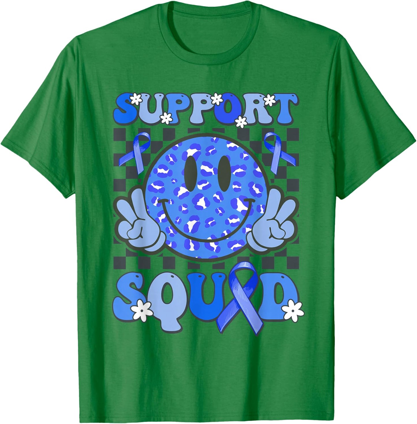 Support Squad Cute Smile Face T1D Type 1 Diabetes Awareness T-Shirt - T-Shirt | Irish Green